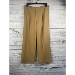 ANEWSTAR Pants Women's 12 Beige Twill Wide Leg Stretch Dress Work Career